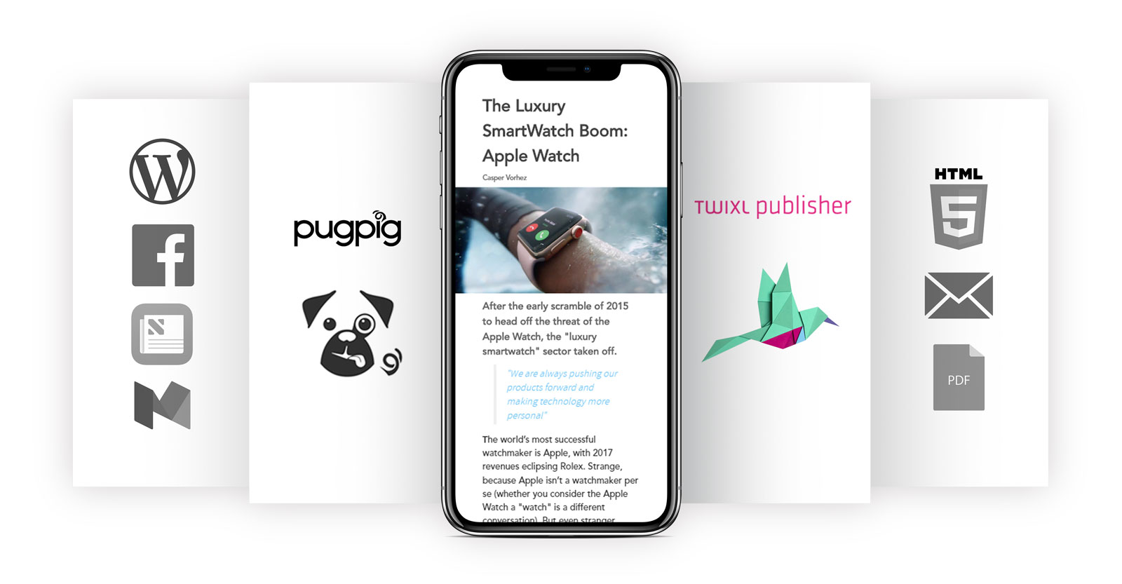 Canvasflow publish channels overview on iPhoneX