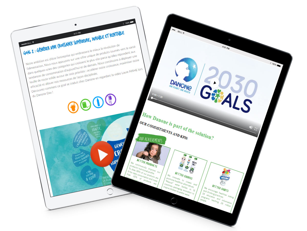 Danone brand showcase on ipads